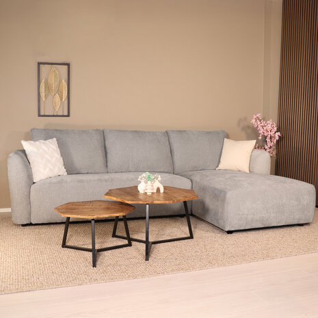 Lizzely Garden & Living Hoekbank Hudson 280cm chenille donkergrijs rechts