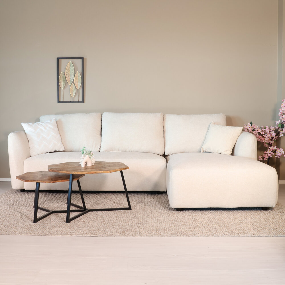 Hoekbank Hudson 280cm chenille beige rechts