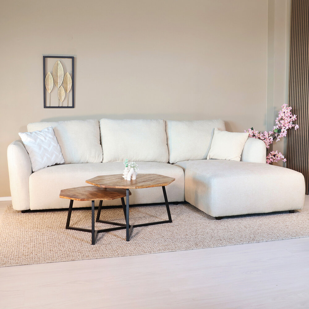 Hoekbank Hudson 280cm chenille beige rechts