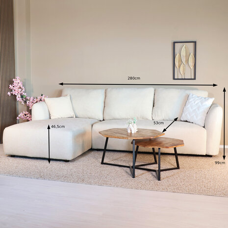 Lizzely Garden & Living Hoekbank Hudson 280cm chenille beige links Lizzely Garden & Living Hoekbank Hudson 280cm chenille beige links