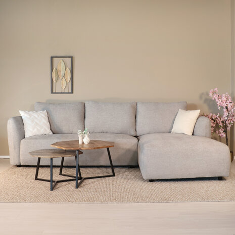 Lizzely Garden & Living Hoekbank Hudson 280cm chenille grijs rechts Lizzely Garden & Living Hoekbank Hudson 280cm chenille grijs rechts