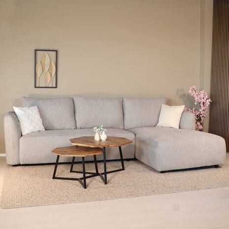 Lizzely Garden & Living Hoekbank Hudson 280cm chenille grijs rechts Lizzely Garden & Living Hoekbank Hudson 280cm chenille grijs rechts