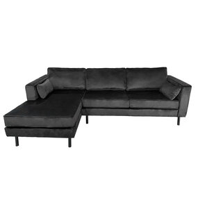 Lizzely Garden & Living Hoekbank Hilde 270cm zwart velvet links