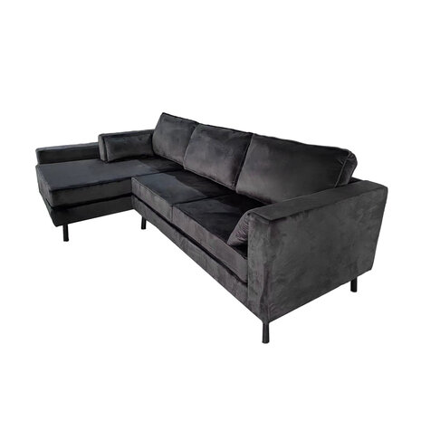 Lizzely Garden & Living Hoekbank Hilde 270cm zwart velvet links