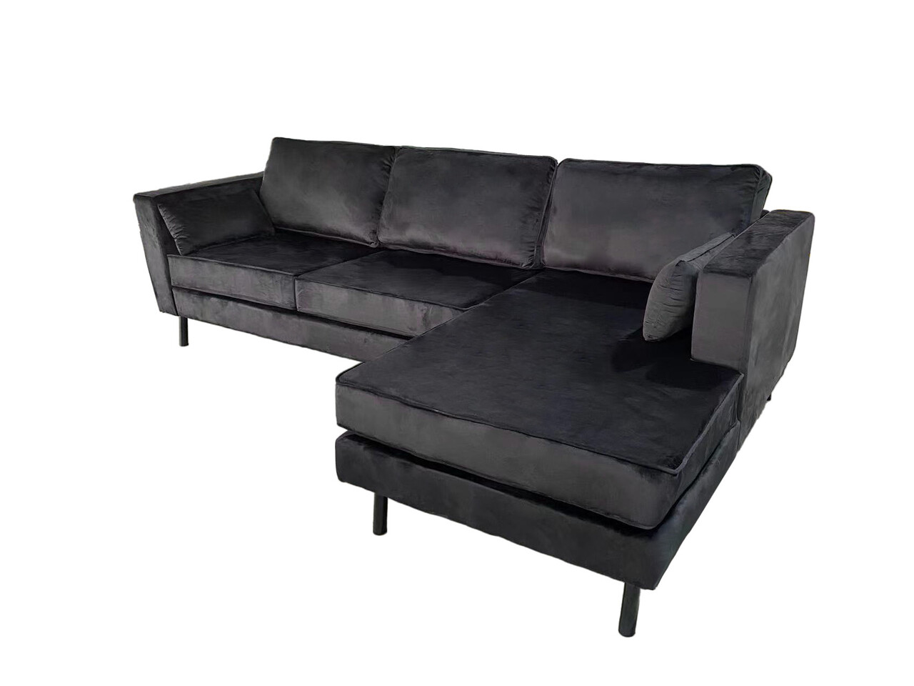 Hoekbank Hilde 270cm zwart velvet rechts