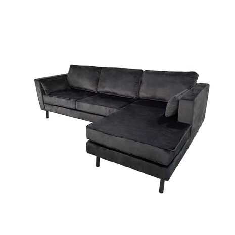 Lizzely Garden & Living Hoekbank Hilde 270cm zwart velvet rechts