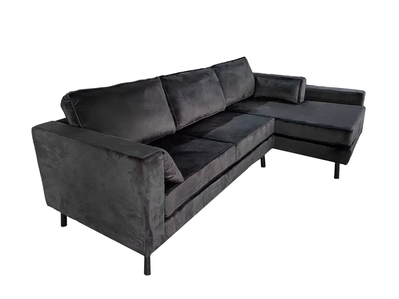 Hoekbank Hilde 270cm zwart velvet rechts