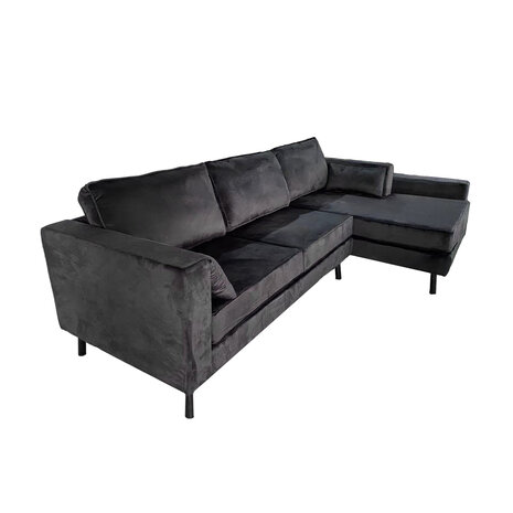 Lizzely Garden & Living Hoekbank Hilde 270cm zwart velvet rechts