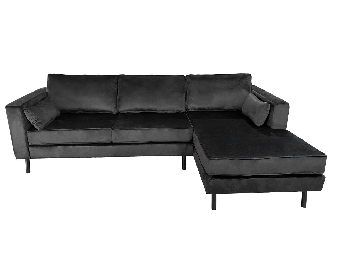 Hoekbank Hilde 270cm zwart velvet rechts