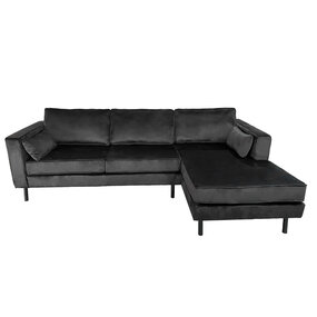 Lizzely Garden & Living Hoekbank Hilde 270cm zwart velvet rechts