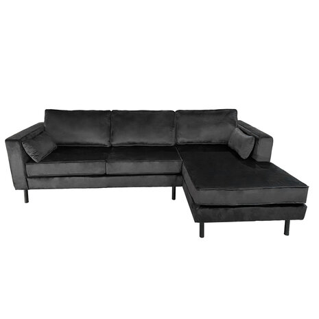 Lizzely Garden & Living Hoekbank Hilde 270cm zwart velvet rechts