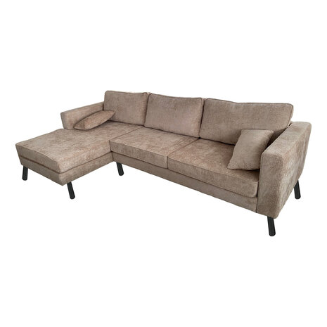 Lizzely Garden & Living Hoekbank design Hilde 270cm bank beige chenille links