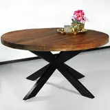 Lizzely Garden & Living Eettafel rond mangohout 150cm Jones bruin ronde industriële tafel duurzaam mango eetkamertafel Lizzely Garden & Living Eettafel rond mangohout 150cm Jones bruin ronde industriële tafel duurzaam mango eetkamertafel