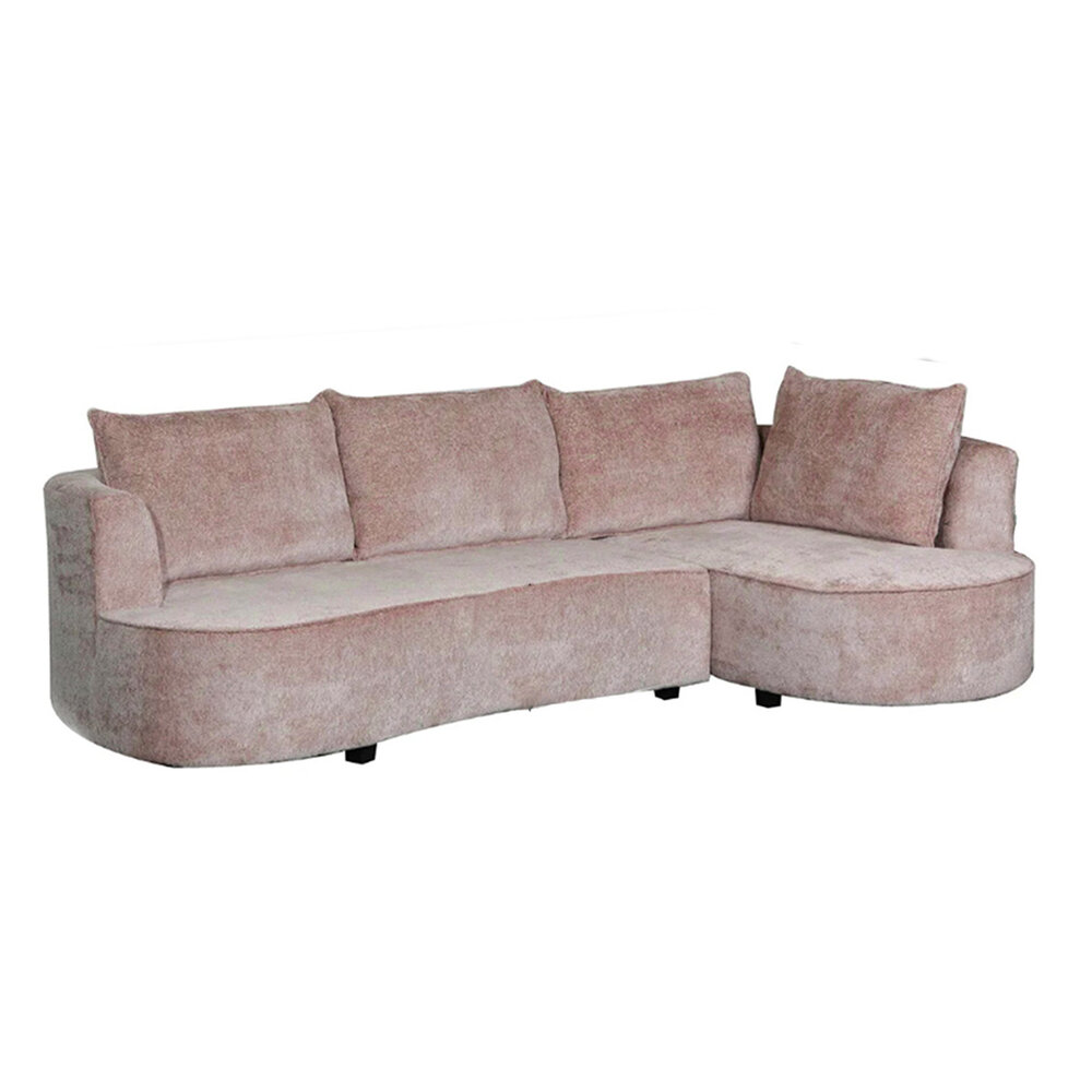 Hoekbank Lando 270cm bank taupe chenille bankstel rechts loungebank