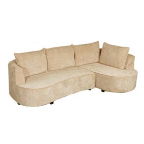 Lizzely Garden & Living Hoekbank Lando 270cm bank beige chenille bankstel rechts loungebank