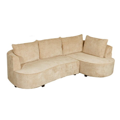 Lizzely Garden & Living Hoekbank Lando 270cm bank beige chenille bankstel rechts loungebank