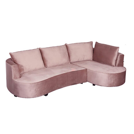 Lizzely Garden & Living Hoekbank Lando 270cm bank taupe velvet bankstel rechts loungebank Lizzely Garden & Living Hoekbank Lando 270cm bank taupe velvet bankstel rechts loungebank