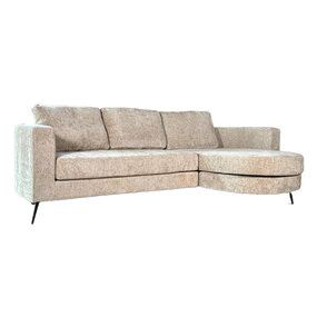 Lizzely Garden & Living Hoekbank design Nox 250cm bank taupe chenille bankstel rechts loungebank