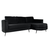 Lizzely Garden & Living Hoekbank design Nox 250cm bank zwart velvet bankstel rechts loungebank