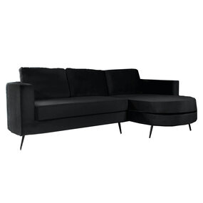 Lizzely Garden & Living Hoekbank design Nox 250cm bank zwart velvet bankstel rechts loungebank Lizzely Garden & Living Hoekbank design Nox 250cm bank zwart velvet bankstel rechts loungebank