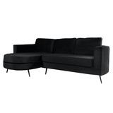 Lizzely Garden & Living Hoekbank design Nox 250cm bank zwart velvet bankstel links loungebank