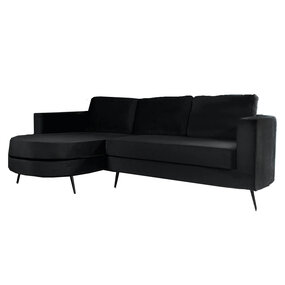 Lizzely Garden & Living Hoekbank design Nox 250cm bank zwart velvet bankstel links loungebank Lizzely Garden & Living Hoekbank design Nox 250cm bank zwart velvet bankstel links loungebank