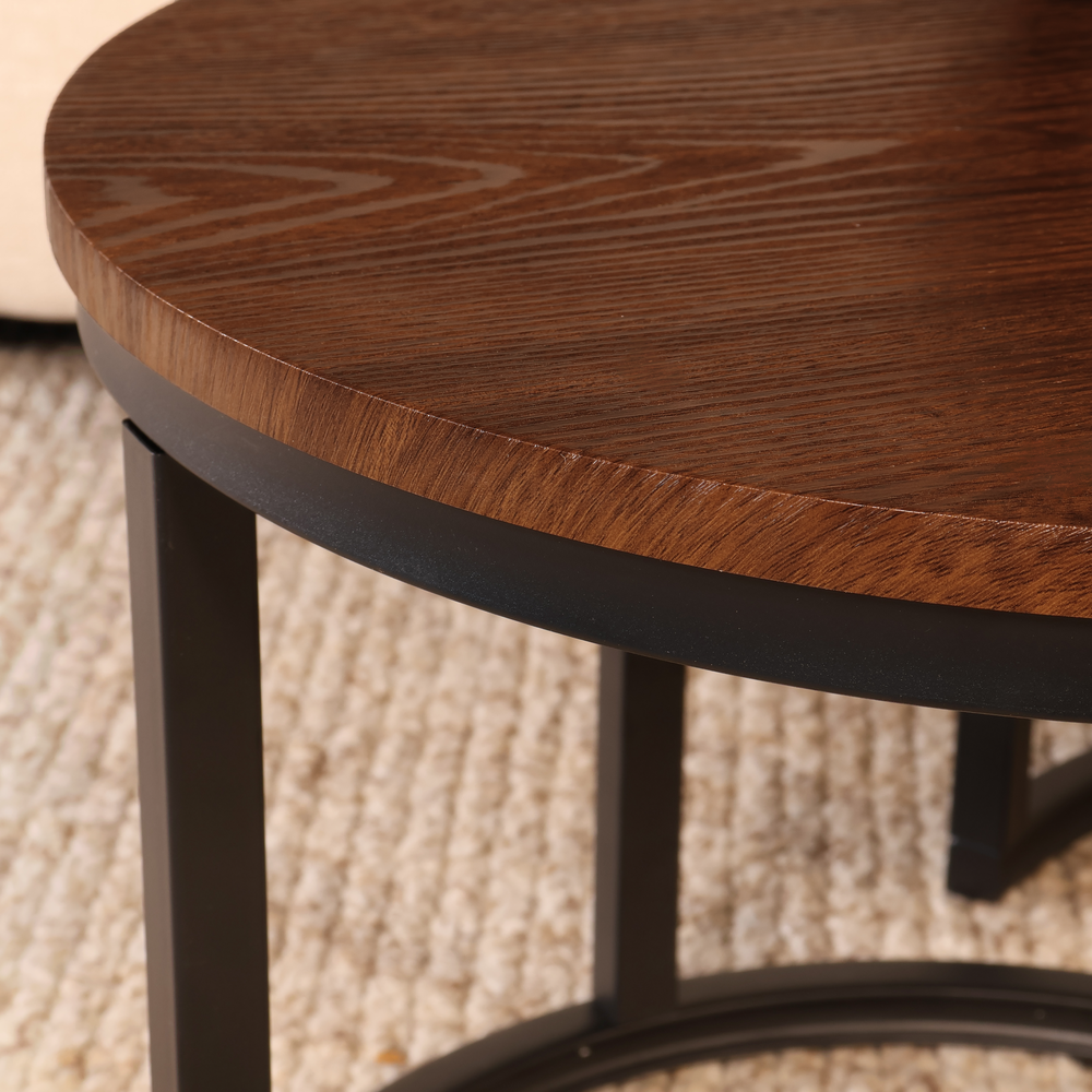 Salontafel rond 2delig walnoot MDF Rutger