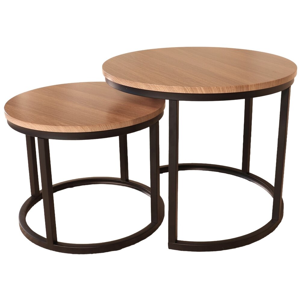 Salontafel rond 2delig bruin MDF Rutger Salontafel rond 2delig bruin MDF Rutger