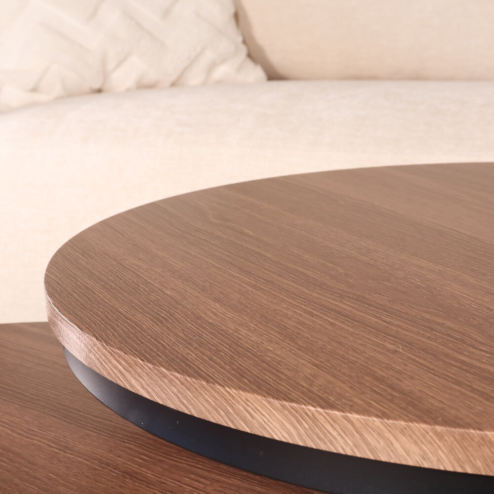Salontafel rond 2delig bruin MDF Rutger Salontafel rond 2delig bruin MDF Rutger