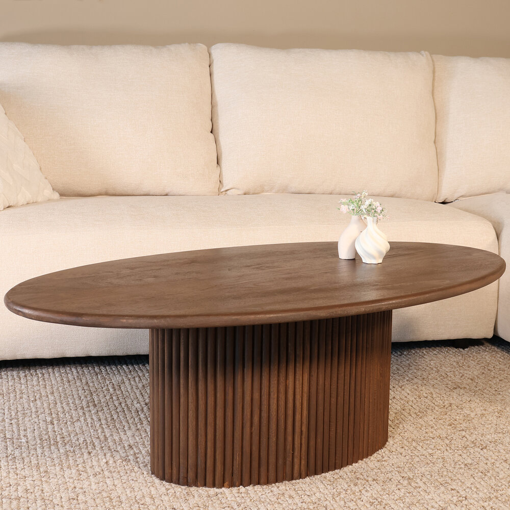 Salontafel ovaal mangohout 120cm walnoot Moki Salontafel ovaal mangohout 120cm walnoot Moki