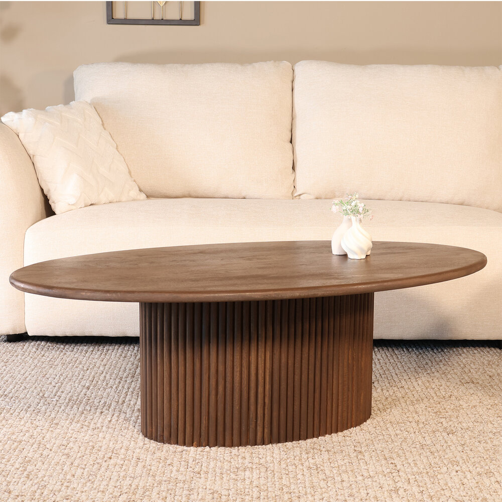 Salontafel ovaal mangohout 120cm walnoot Moki Salontafel ovaal mangohout 120cm walnoot Moki