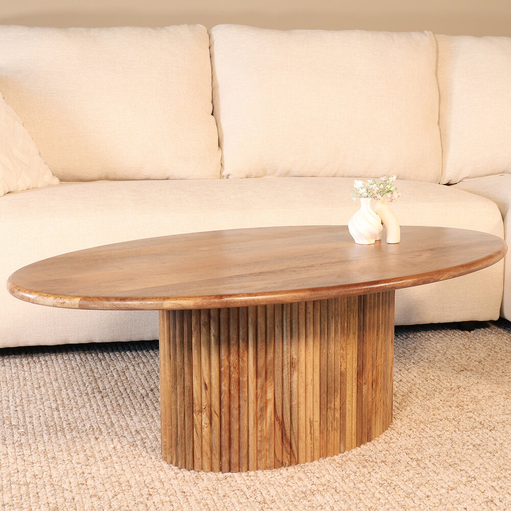 Salontafel ovaal mangohout 120cm lichtbruin Moki Salontafel ovaal mangohout 120cm lichtbruin Moki