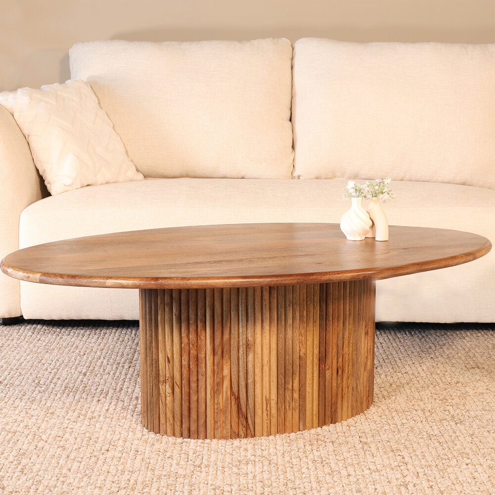 Salontafel ovaal mangohout 120cm lichtbruin Moki Salontafel ovaal mangohout 120cm lichtbruin Moki
