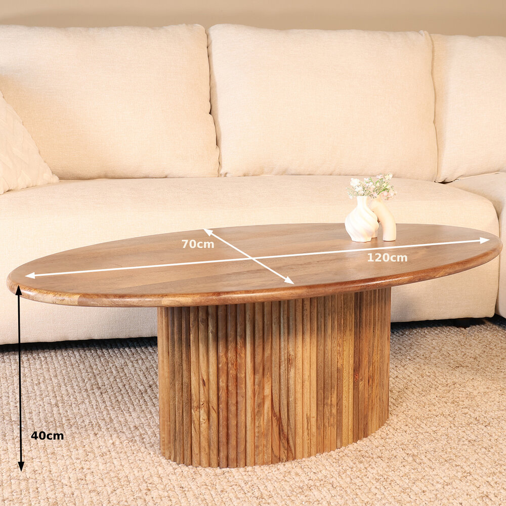 Salontafel ovaal mangohout 120cm lichtbruin Moki Salontafel ovaal mangohout 120cm lichtbruin Moki