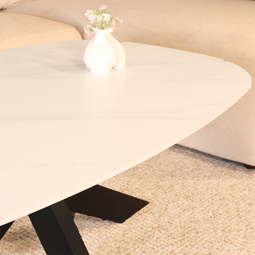 Salontafel deens ovaal 120cm Elif marmerlook wit Salontafel deens ovaal 120cm Elif marmerlook wit