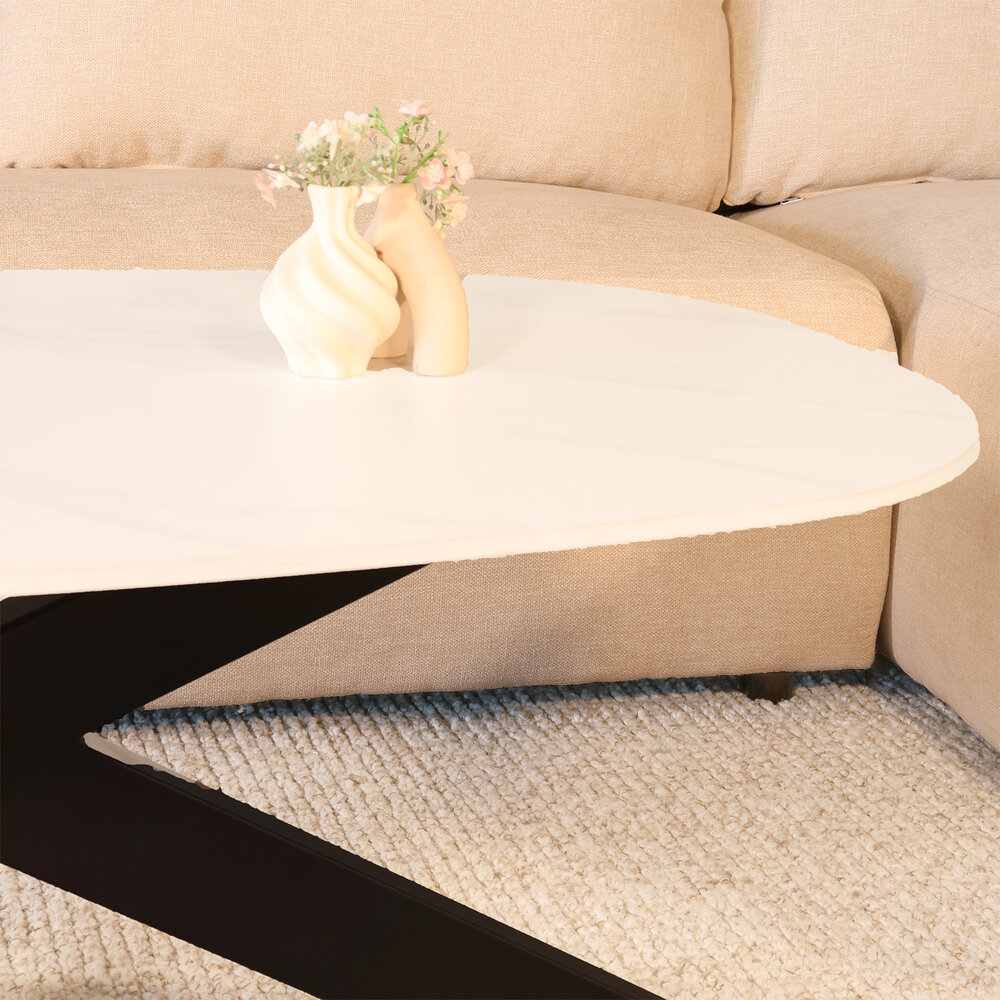 Salontafel deens ovaal 120cm Elif marmerlook wit Salontafel deens ovaal 120cm Elif marmerlook wit