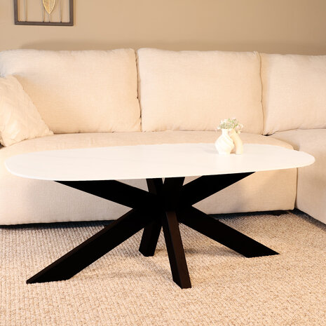 Lizzely Garden & Living Salontafel deens ovaal 120cm Elif marmerlook wit Lizzely Garden & Living Salontafel deens ovaal 120cm Elif marmerlook wit