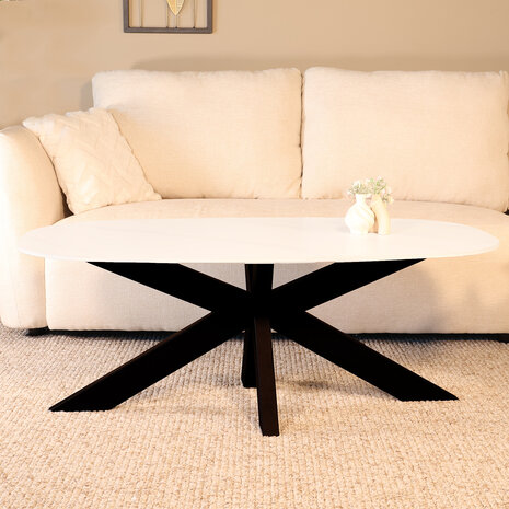 Lizzely Garden & Living Salontafel deens ovaal 120cm Elif marmerlook wit Lizzely Garden & Living Salontafel deens ovaal 120cm Elif marmerlook wit