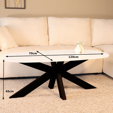 Lizzely Garden & Living Salontafel deens ovaal 120cm Elif marmerlook wit Lizzely Garden & Living Salontafel deens ovaal 120cm Elif marmerlook wit