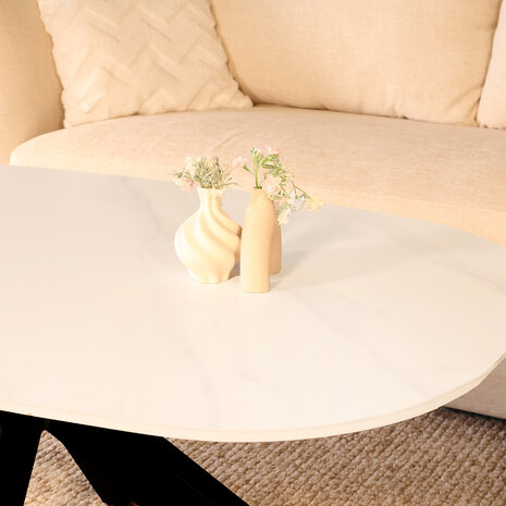 Lizzely Garden & Living Salontafel deens ovaal 120cm Elif marmerlook wit Lizzely Garden & Living Salontafel deens ovaal 120cm Elif marmerlook wit