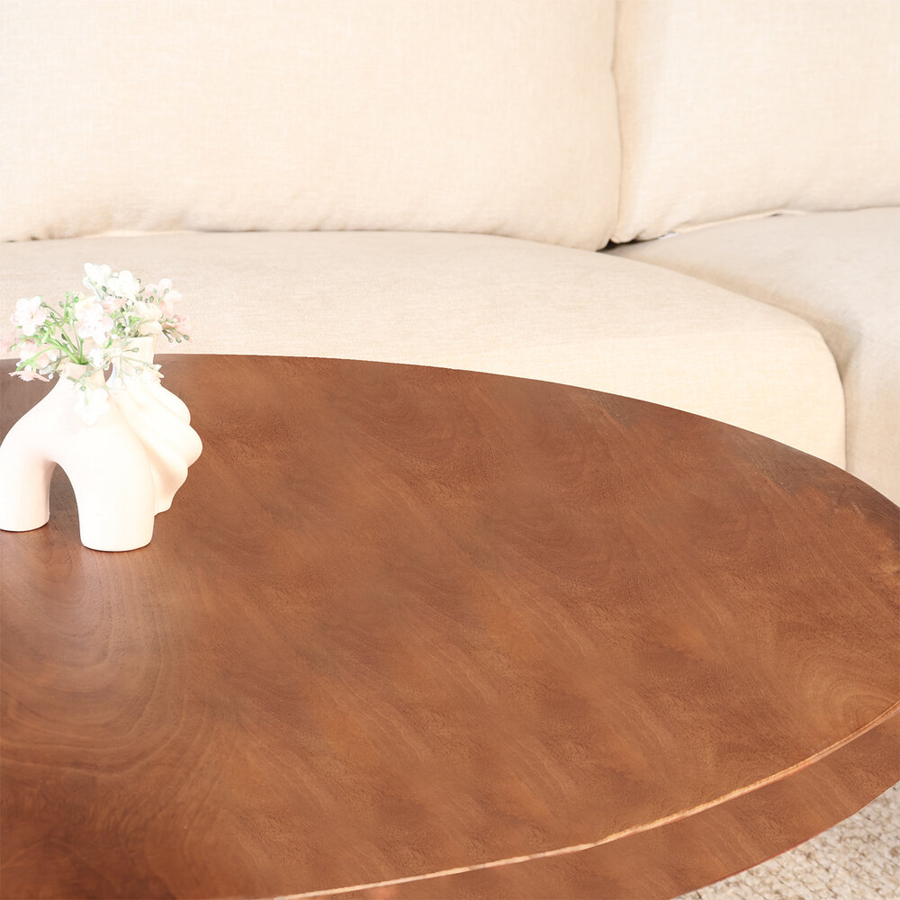 Salontafel rond mangohout 90cm Jesse walnoot