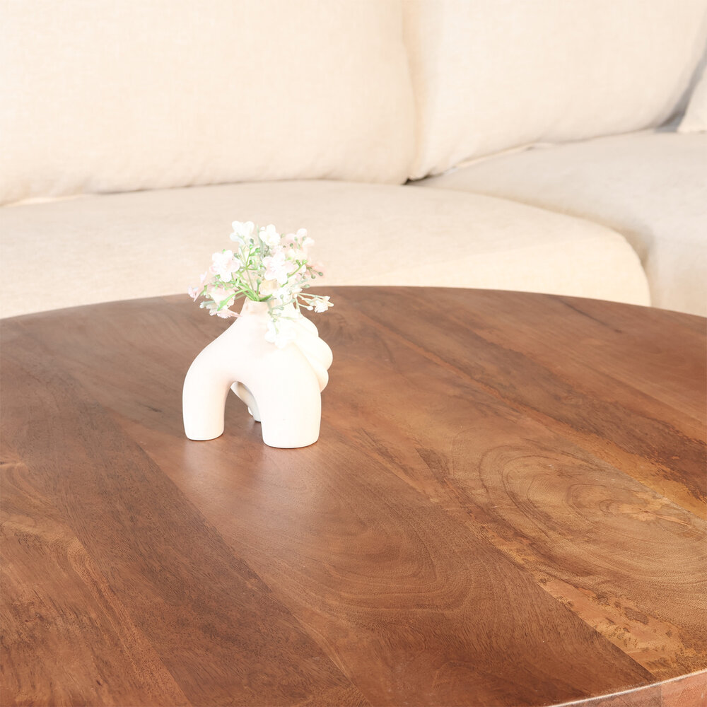 Salontafel rond mangohout 90cm Jesse walnoot