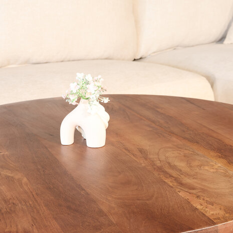 Lizzely Garden & Living Salontafel rond mangohout 90cm Jesse walnoot