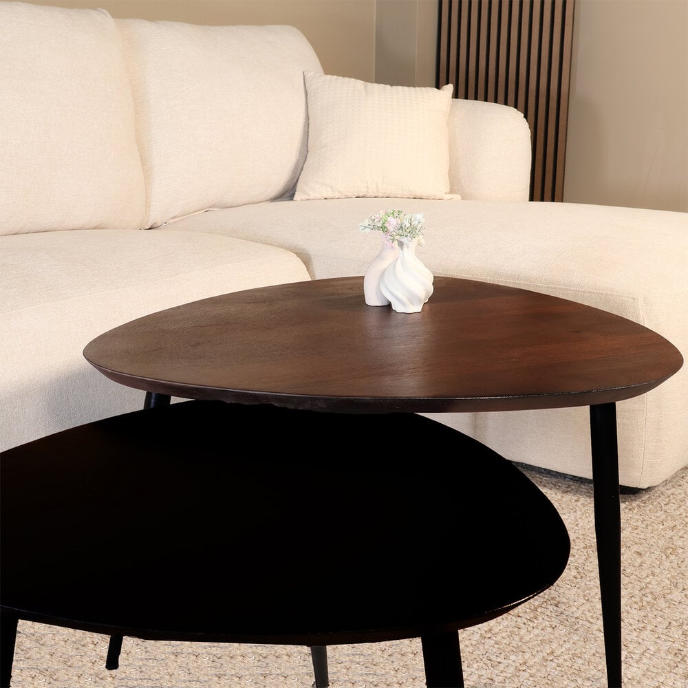 Salontafel organisch set van 2 mangohout Leyla 2 kleuren Salontafel organisch set van 2 mangohout Leyla 2 kleuren