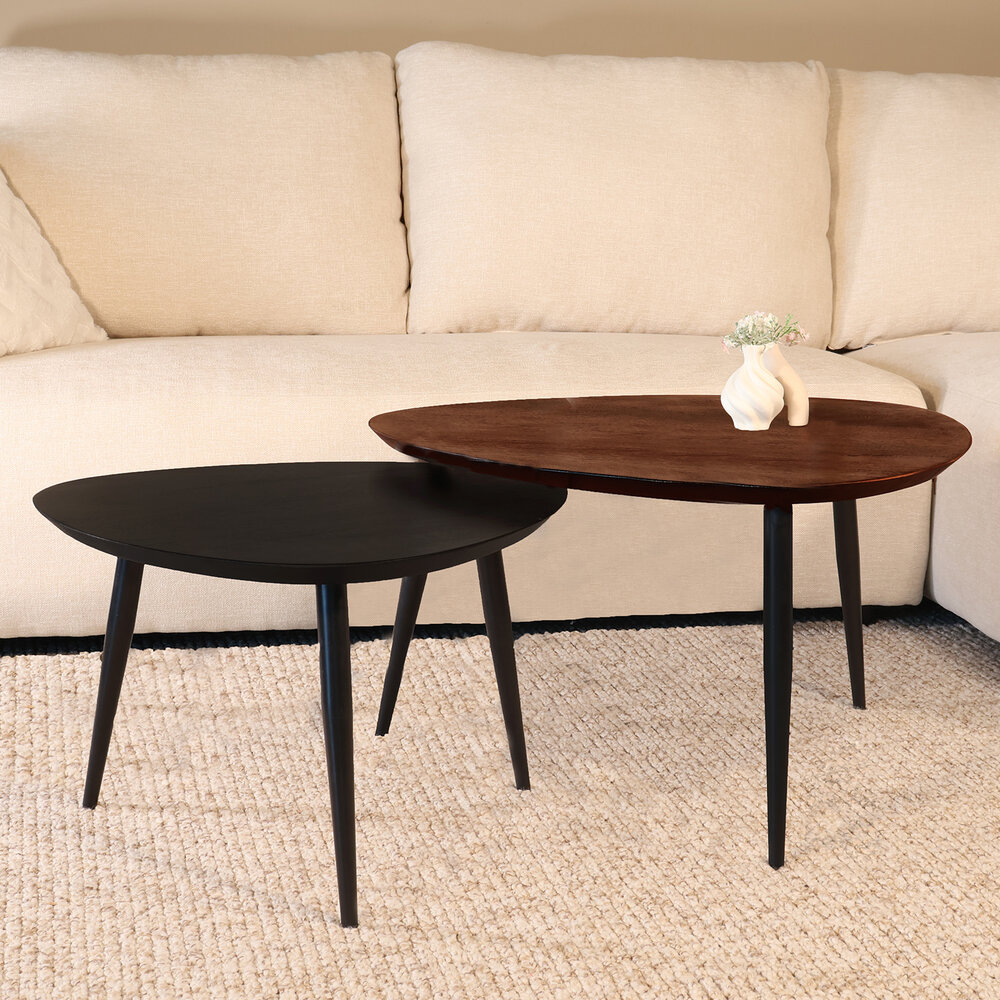 Salontafel organisch set van 2 mangohout Leyla 2 kleuren Salontafel organisch set van 2 mangohout Leyla 2 kleuren