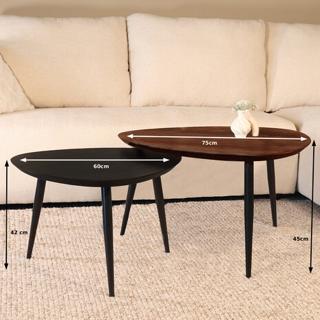 Lizzely Garden & Living Salontafel organisch set van 2 mangohout Leyla 2 kleuren Lizzely Garden & Living Salontafel organisch set van 2 mangohout Leyla 2 kleuren