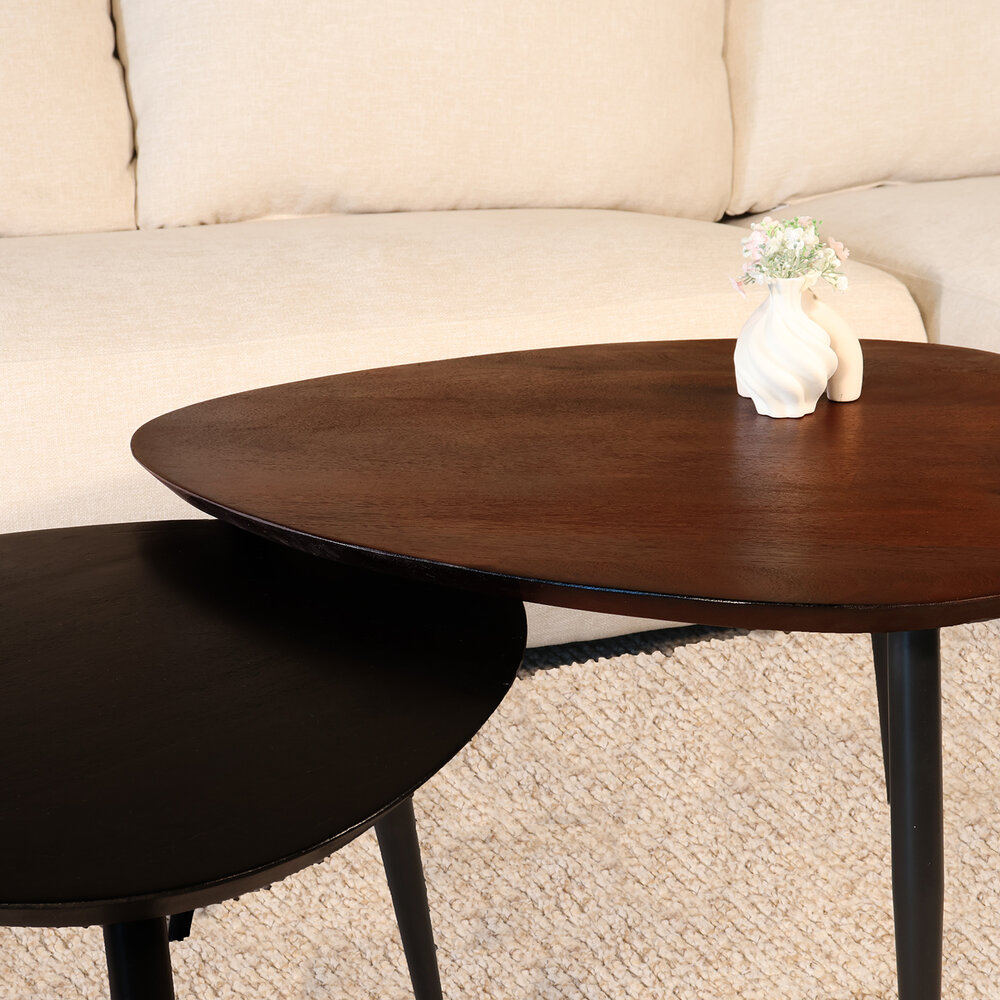 Salontafel organisch set van 2 mangohout Leyla 2 kleuren Salontafel organisch set van 2 mangohout Leyla 2 kleuren