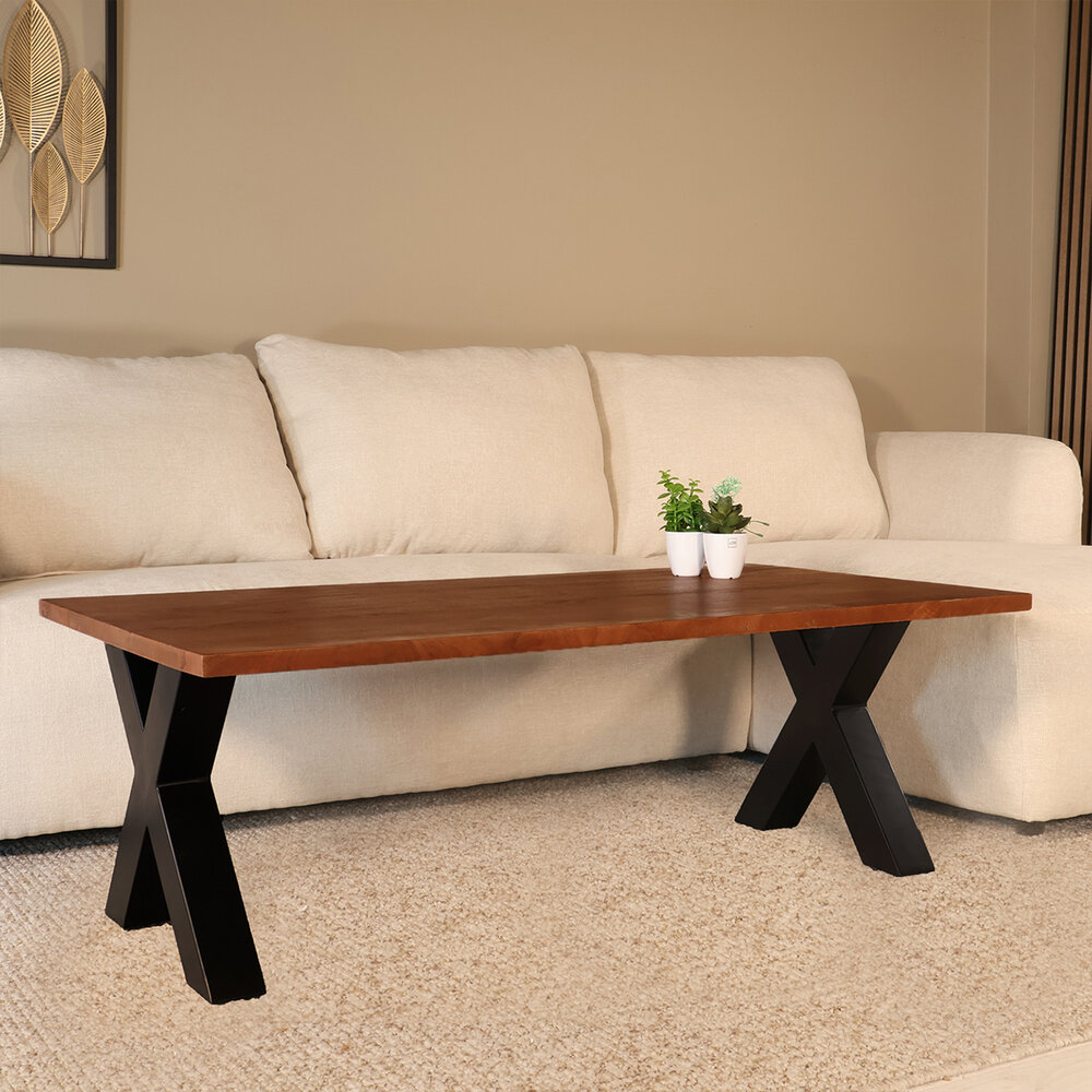 Salontafel x poot mangohout 130cm Pato walnoot Salontafel x poot mangohout 130cm Pato walnoot