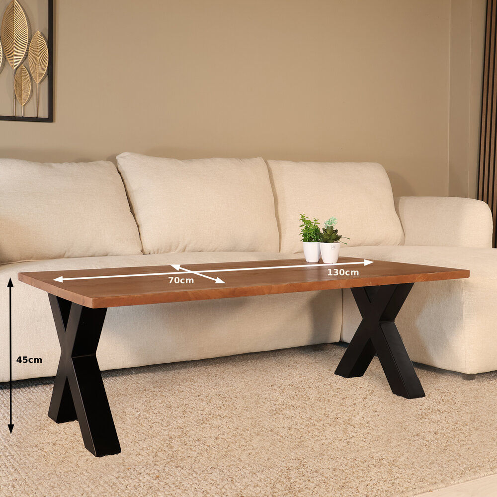 Salontafel x poot mangohout 130cm Pato walnoot Salontafel x poot mangohout 130cm Pato walnoot