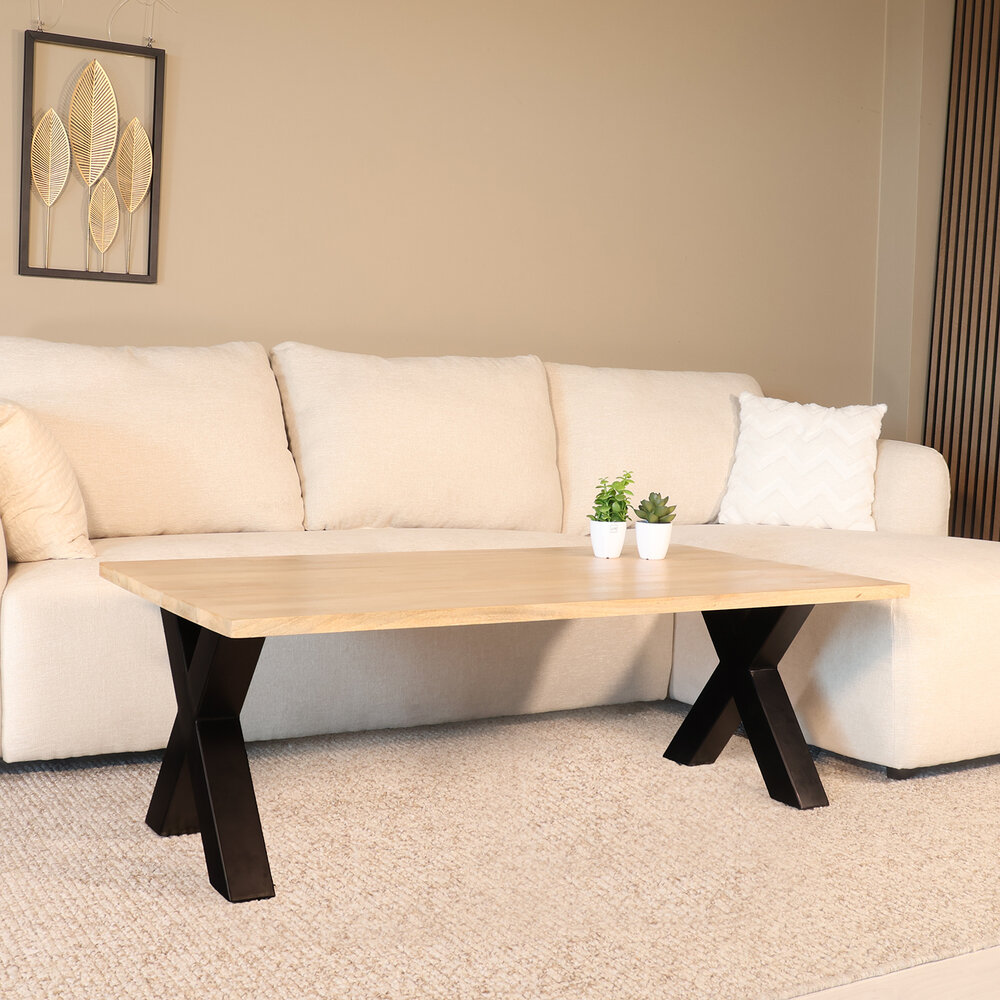 Salontafel x poot mangohout 130cm Pato lichtbruin Salontafel x poot mangohout 130cm Pato lichtbruin